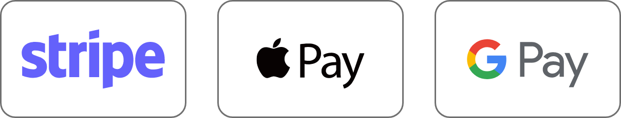 three blocks of logos stripe apple pay google pay